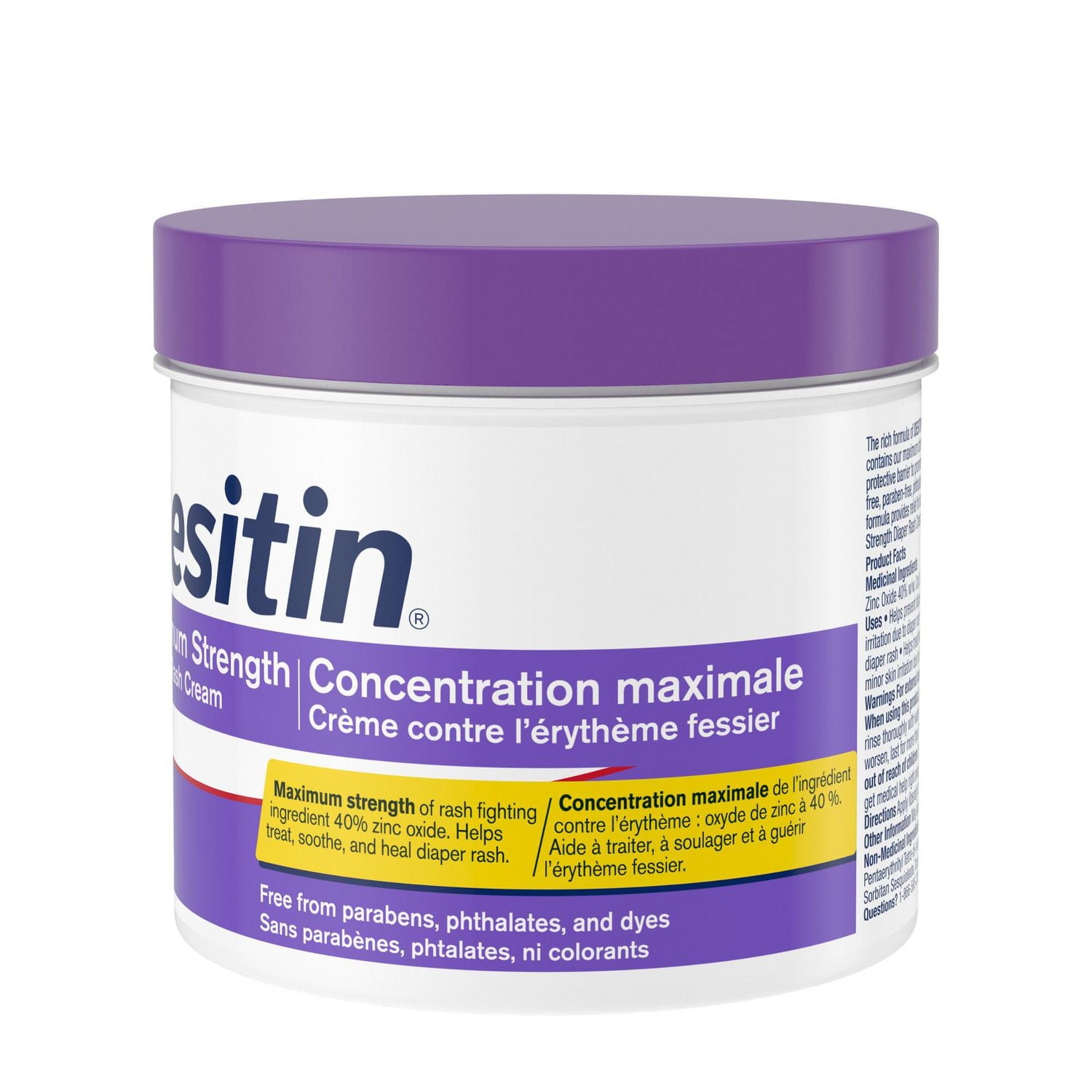 Crème contre l’érythème fessier pour bébés Desitin Force maximale, 40 % d’oxyde de zinc pour aider à traiter, à guérir et à prévenir l’érythème fessier, hypoallergénique, pâte sans phtalates ni p 454 g