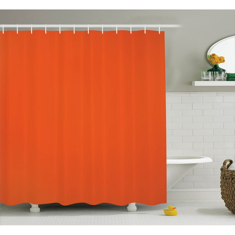 Orange Shower Curtain Set, Plain Backgound Illustration with Warm Hot