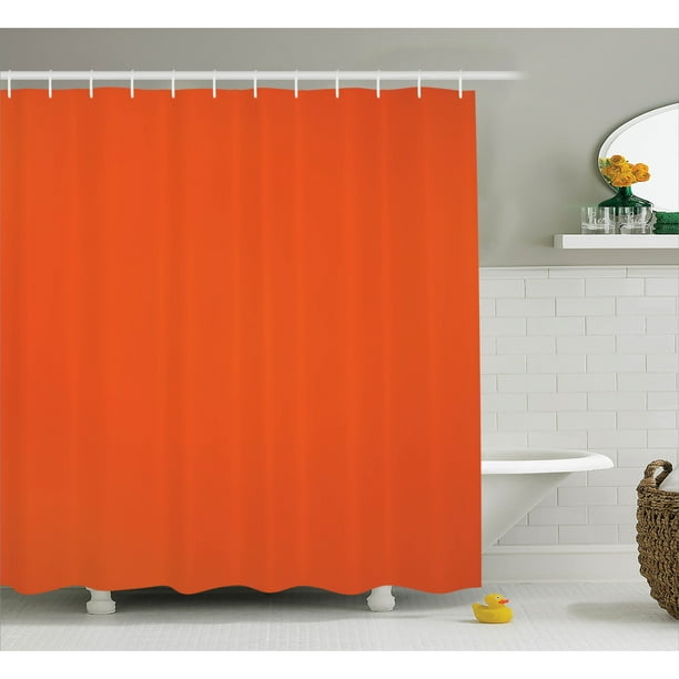 Orange Shower Curtain Set, Plain Backgound Illustration with Warm Hot