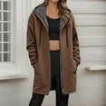 thumbnail image 2 of Breezora Women's Plush Lined Zip Up Hoodie Long Sleeve Solid Color Comfort Hooded Coat With Pockets Winter Wear XXXL Size Brown, 2 of 5