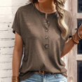 thumbnail image 2 of Cathalem Chemise pour Femmes Coupe Ample Col Rond Manches Courtes Hauts Été Blouse Décontractée Y2K 2024 Tee Basique, Marron TG, 2 of 5