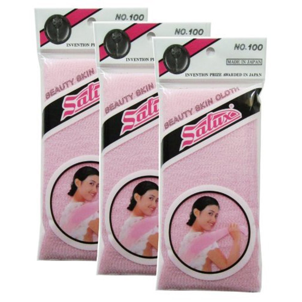 salux nylon japanese beauty skin bath wash cloth/towel (3) pink
