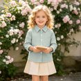 thumbnail image 3 of Boys Girls Shirts Long Sleeve Button Down Collared Checked Shirt with Chest Pocket Kids School Uniform 2-9 Years, 3 of 9