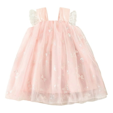 

Toddler Girls Dress Sleeveless Butterfly Tulle Lace Ruffles Dress Dance Party Birthday Princess Dresses Lovely Clothes Baby Sundress Streetwear