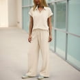 thumbnail image 2 of Hessimy Two Piece Sets for Women Fall Outfits Lounge Sets Mock Neck Tops Wide Leg Pants Vacation Travel Airport Outfits（Beige，M）, 2 of 2