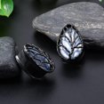 thumbnail image 2 of GFDYREE Tear Drop Design Stainless Steel Gauges for Ears Lift Tree Natural Seashell Plugs and Tunnels., 2 of 7