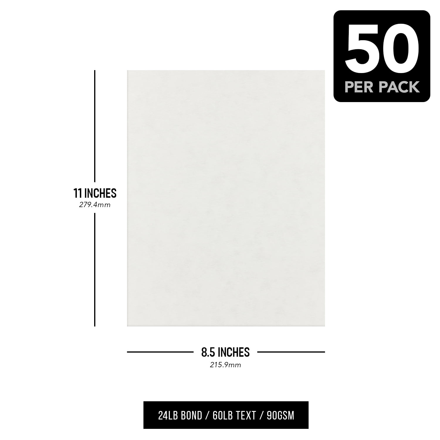 Fleece White Parchment Paper – Great for Certificates, Menus and Wedding Invitations | 24lb Bond / 60lb Text / 90GSM | 8.5" x 11" (Letter Size) Paper for Writing, Copy, Printing | 100 Sheets per Pack