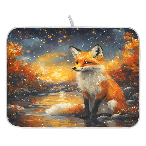 Ryvnso Magic Fox Dish Drying Mat for Kitchen Countertop 16x18 Small Dish Pad Drainer Rack Dish Sink Mats