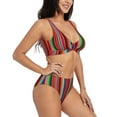 thumbnail image 2 of Wukai Mexican Serape Blanket Stripes Women's Bikini Set Two Piece,wimsuit High Waisted V Neck Twist Front Adjustable Spaghetti Straps Bathing Suit-Small, 2 of 7