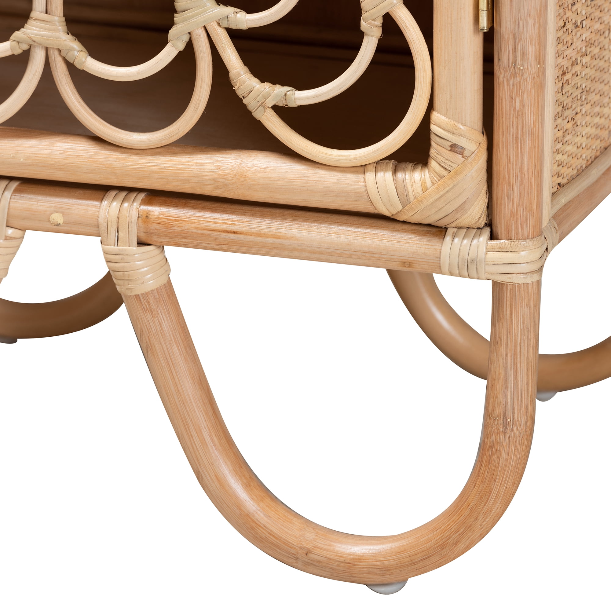 bali & pari Acelin Rattan BOHO Nightstand, 1-Door, Natural Brown