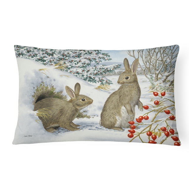 Carolines Treasures ASA2181PW1216 Winter Rabbits Fabric Decorative Pillow