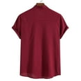 thumbnail image 3 of Fsqjgq Cotton Linen Dress Shirts Vintage Men's Casual Shirts Solid Stand Collar Button Short Sleeve Shirt Red Xxxxl, 3 of 3