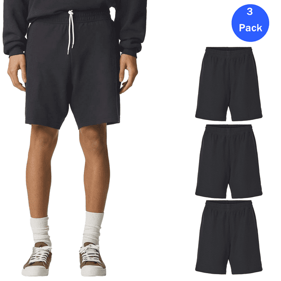 American Apparel Men's Pique Unisex Gym Shorts, Athletic Workout Black Shorts with pockets, 3 Pack, S