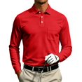 thumbnail image 2 of Long Sleeve Polo Shirts for Men Relaxed Fit Dress Button Golf Shirt With Pocket, XL, 2 of 8