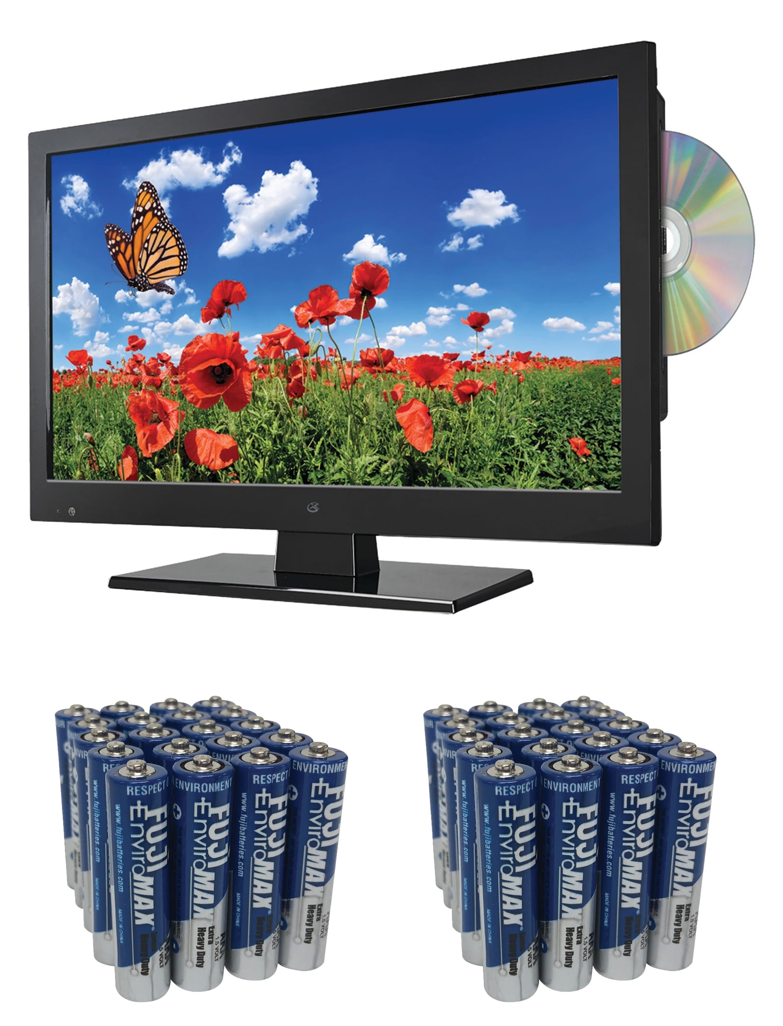 GPX TDE1587B 15.6" LED TV/DVD Combination & Fiji AAA 40 PK Walmart