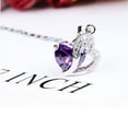 thumbnail image 3 of Emma Manor EM 14k White Gold Plated Purple Crystal Heart Pendant Female Necklace, 3 of 6