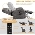 thumbnail image 7 of Tall Man Oversized Dual Motor Power Lift Recliner w/Heat Massage, Large Lay Flat Sleeper Electric Recliner with Extended Footrest for Elderly, Lumbar Pillow, USB & Type-C Ports, Plush-Gray, 7 of 7