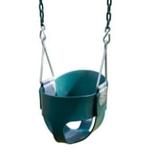 Swing-N-Slide Vinyl Full Bucket Toddler Swing for Backyard Swing Sets - Green with Green Coated Chains