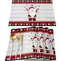 Christmas Placemats, Set of 4 Heat Resistant Stain Resistant Non-Slip Woven Linen Insulation Placemats, Washable Durable Elegant Table Mats for Dining