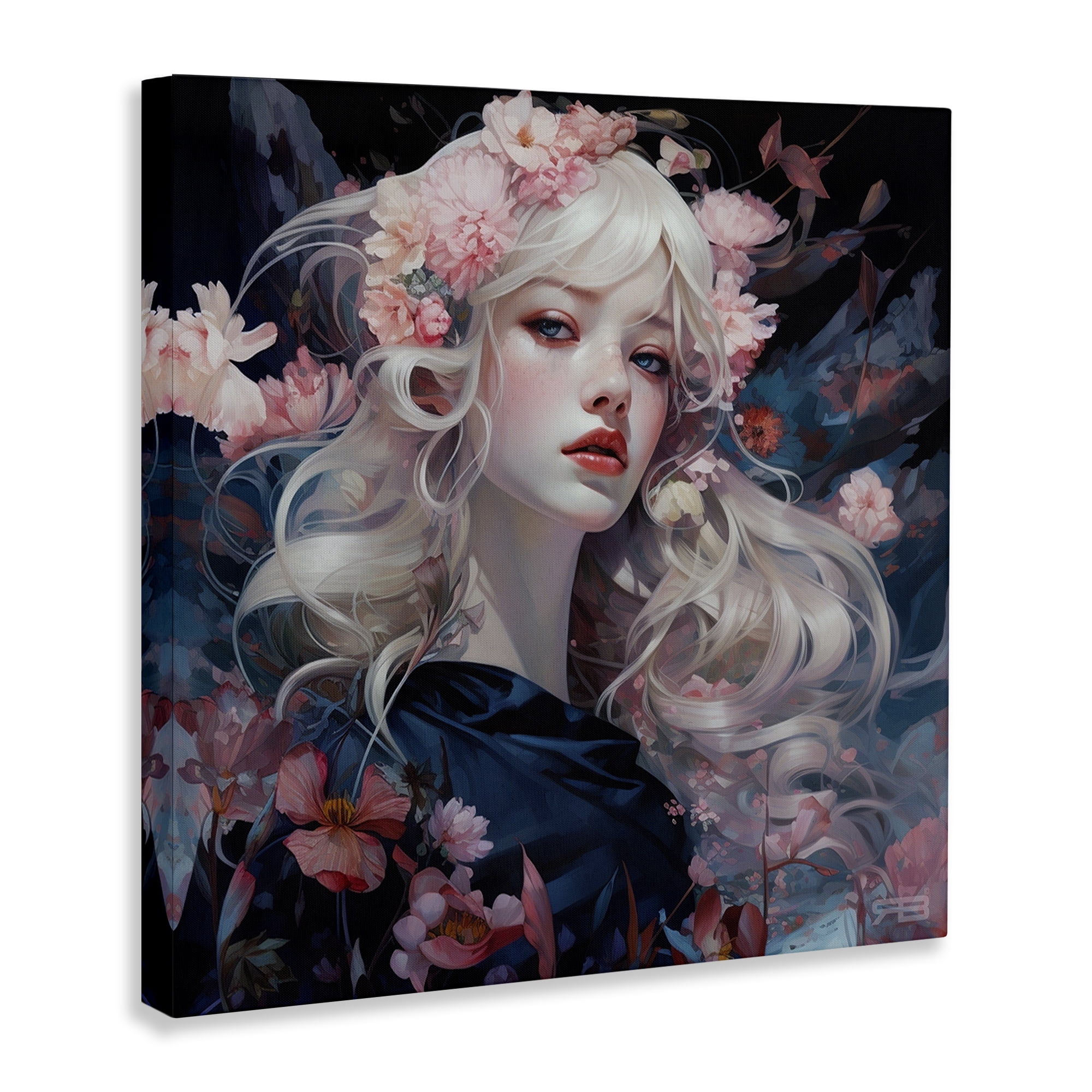 Stupell Industries Delicate Florals Portrait People Painting Wrapped Canvas Art Print Wall Art, 30 x 30
