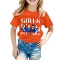 thumbnail image 3 of Girls T Shirts Will Be Letter Print Short Sleeve Round Neck Top Girls Tops Orange 1-2 Years, 3 of 5