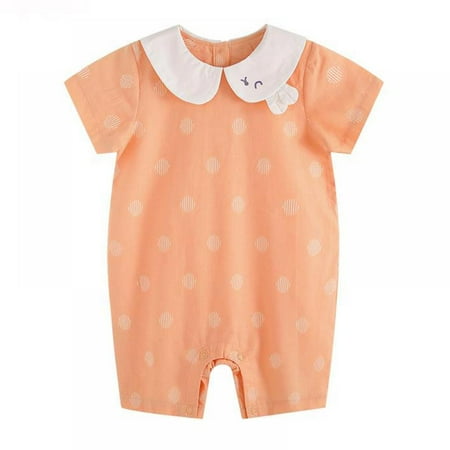 

Newborn Girl Short Sleeve Dot Pattern Cotton Rompers Jumpsuit