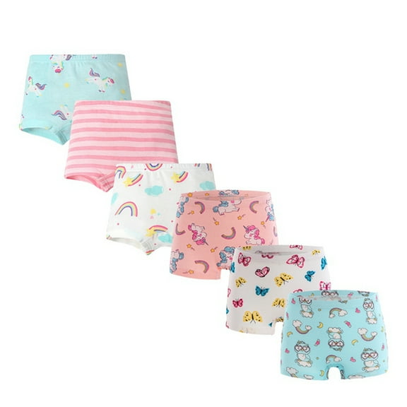 6Pcs/Pack Little Girls Boxer Panties Kid Girl Cute Cartoon Print Underwear Toddler Cotton Underpants Shorts