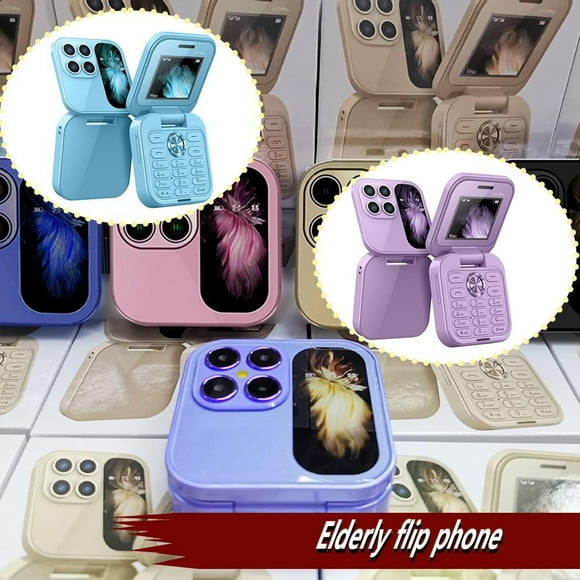 PFDDRW i17Pro Mini Flip Mobile Phone 2G SIM Card Small Display Foldable Cell Phone 2024