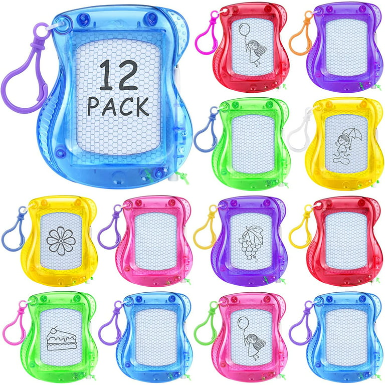 Autrucker Mini Drawing Board, 12 Pcs Small Magnetic Doodle Board for Kids, Portable Backpack Keychain Doddle Board with Pen, Kid Sketch,Random Color