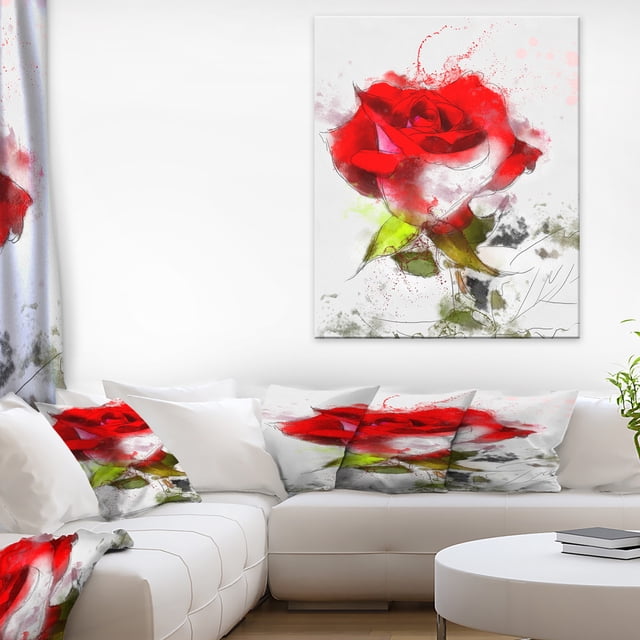 Hand drawn Watercolor Rose Flower - Floral Canvas Art Print