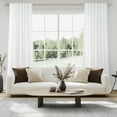 thumbnail image 6 of Topfinel Linen Curtains Soft Textured Semi Sheer Light Filtering Drapes Rod Pocket Back Tab Window Treatments for Living Room Bedroom, White, 50"x90", 2 Panels, 6 of 9