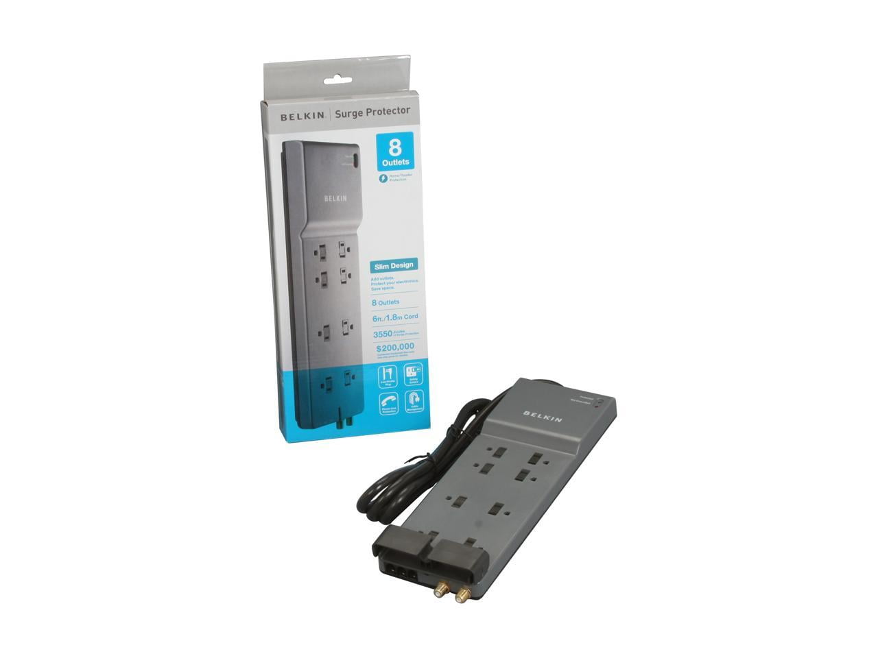 BELKIN BE108230-06 6 Feet 8 Outlets 3390 Joules Surge Suppressor with Coax Protection