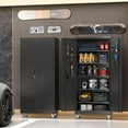thumbnail image 2 of METALYEYE Metal Garage Storage Cabinet with Wheels & Pegboard, Lockable Metal Storage Cabinets with 2 Doors&5 Adjustable Shelves for Garage&Home,Assembly Required,Black 71''H x32''W x16''D, 2 of 18