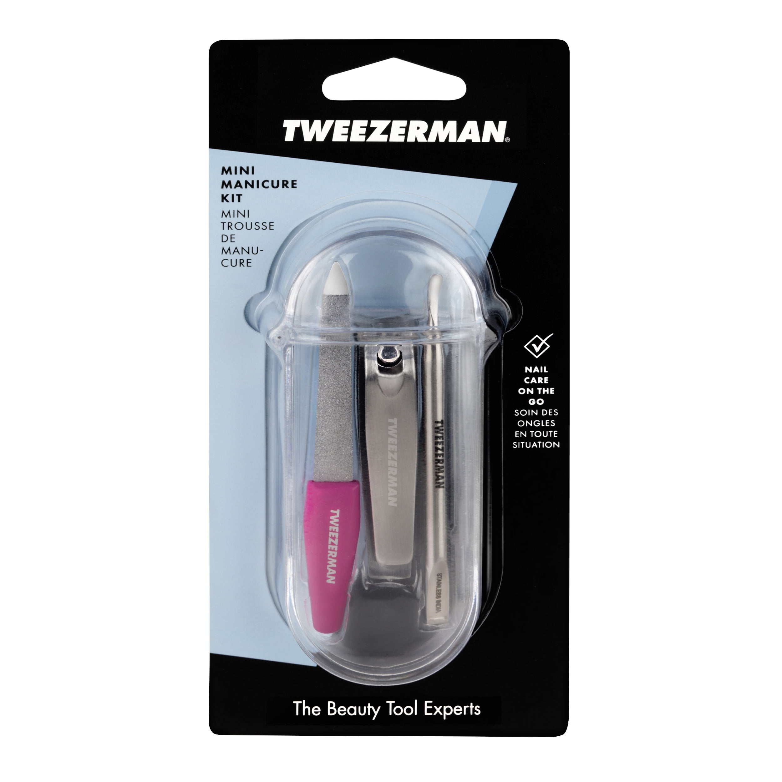 Tweezerman Mini Manicure Nail & Kit Nail File Pushy Nail with Clipper, a