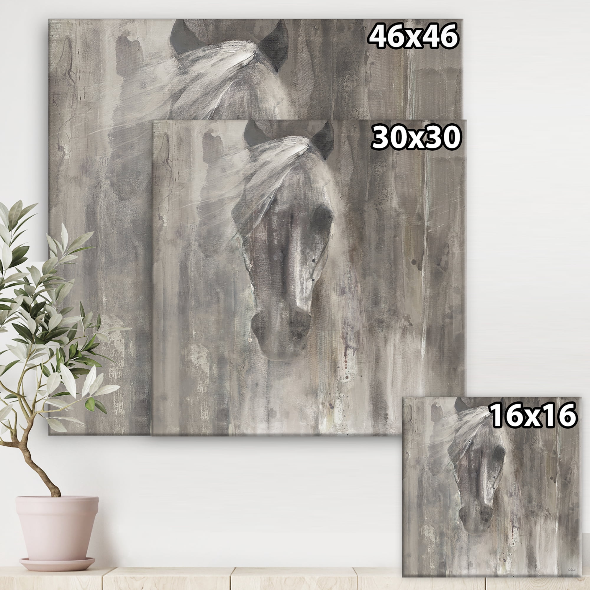Designart 'Farmhouse Horse' Modern Farmhouse Canvas Artwork