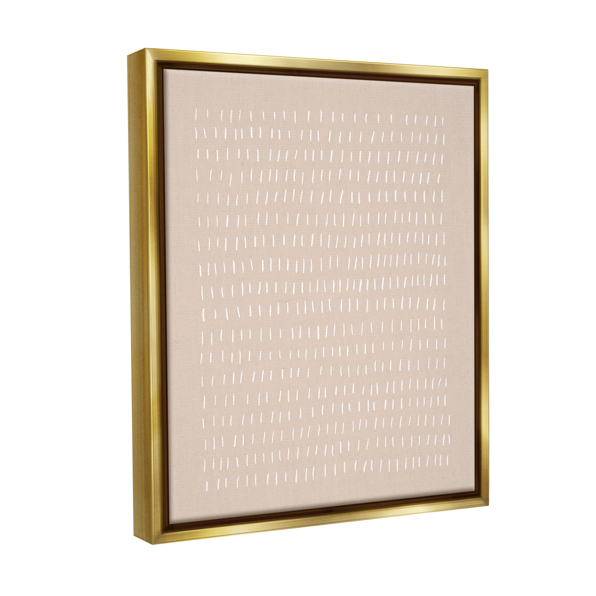 Stupell Industries Beige Dash Pattern Abstract Painting Gold Floater Framed Canvas Art Print Wall Art, 25 x 31