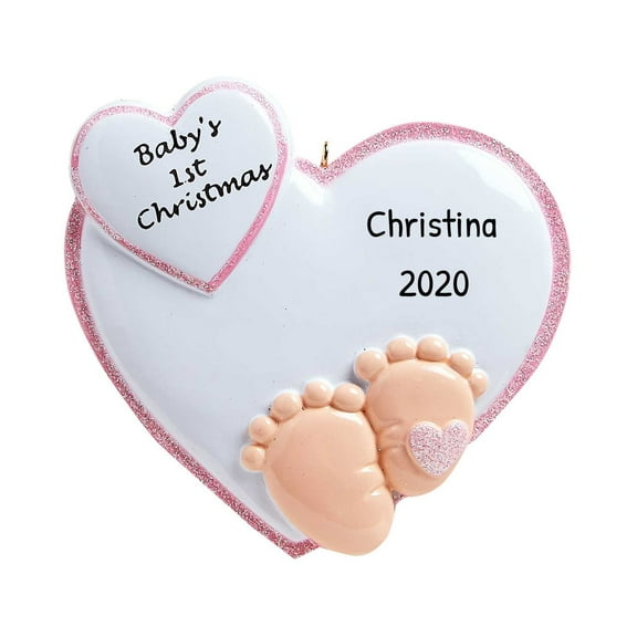 Ornaments by Elves Personalized Baby's First Christmas 2024 Ornament Baby Footprint Ornament .25lbs