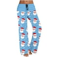 thumbnail image 2 of Antqov Womens Pajama Pants, Christmas Print Drawstring Fashionable Straight Pants, Home Festive Gatherings Comfortable Casual Pants, 2 of 6