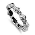 thumbnail image 4 of Men's Biker Skull Eternity Ring .925 Sterling Silver Band Jewelry Female Male Unisex Size 12, 4 of 4
