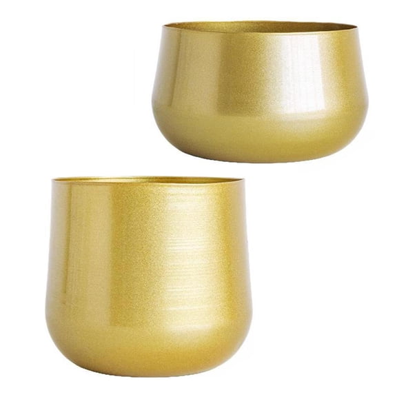 yotijay 2x Brass Pots Garden Planters Indoor Round Containers