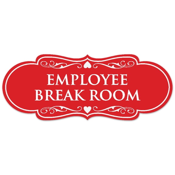 Signs ByLITA Designer Employee Break room Sign - Easy Installation | Durable Wall or Door Sign (Red) - Large