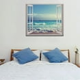 thumbnail image 5 of AEFER Beach Ocean Bathroom Wall Art Coastal Beach Pictures Wall Decor Blue Sea Canvas Painting Print Tropical Ocean Waves Nautical 3D Window View Decor Frame: 24x20inch(60x50cm), 5 of 6