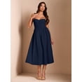 thumbnail image 4 of Blue Spaghetti Strap Sweetheart Neck Fit & Flare Midi Dress, 4 of 30