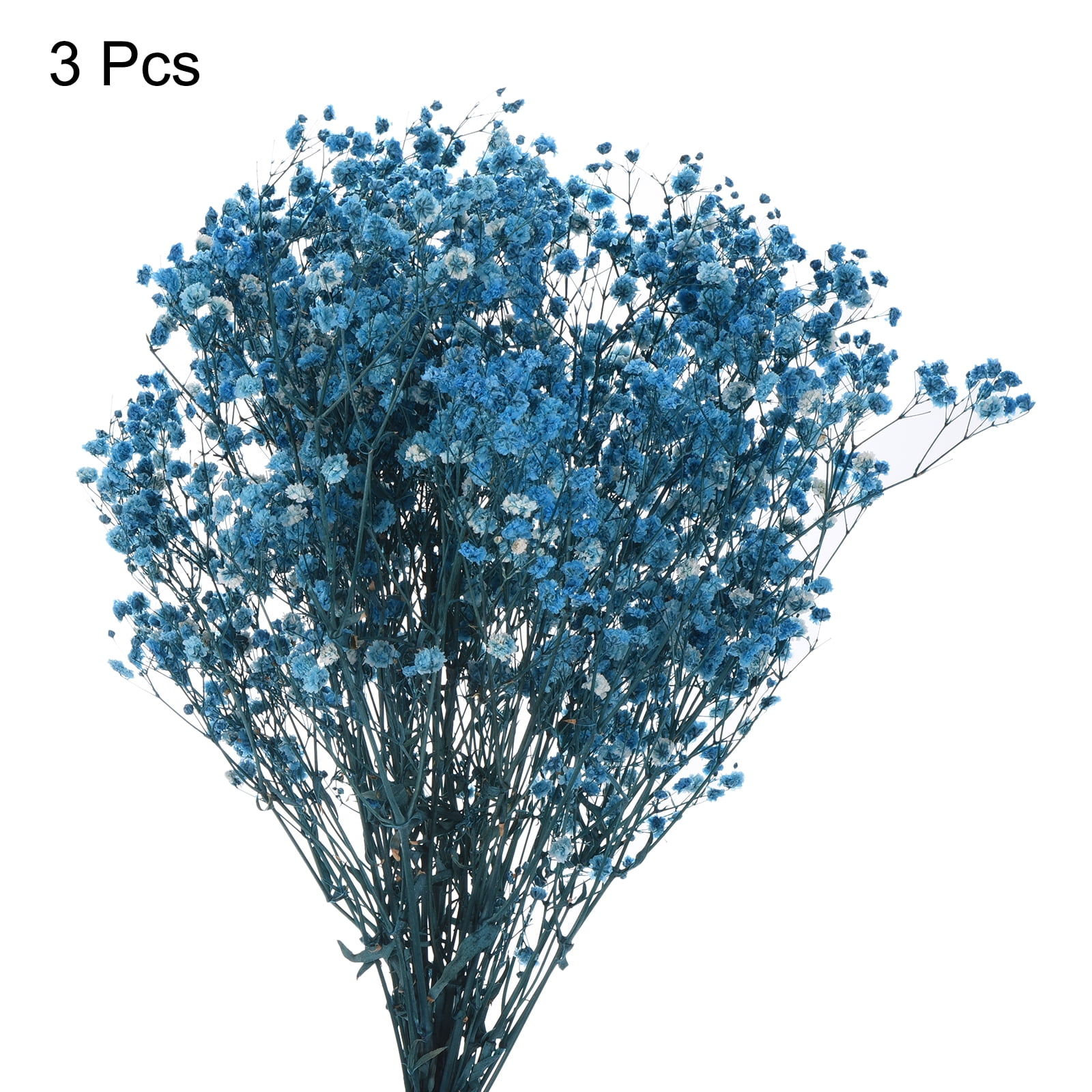 Uxcell Dried Baby's Breath Flowers 17 Inch Gypsophila Blue Natural Baby's Breath Branches for Wedding Party Home Decoration 3 Pcs