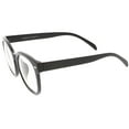 thumbnail image 3 of Oversize Horn Rimmed Round Eyeglasses Metal Rivets Clear Lens 55mm (Black / Clear), 3 of 4