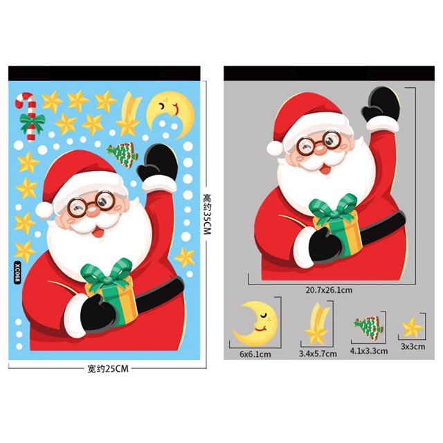 Pegatinas de pared navideñas para refrigerador, pegatina de vidrio para ventana, Papá Noel, alce, regalo, decoración de Feliz Navidad para el hogar, adornos de Navidad
