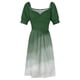 thumbnail image 4 of Bosque verde acuarela Ombre (verde/blanco) vestido de manga corta vestido para mujer Ropa de mujer vestidos de moda para mujer, 4 of 6