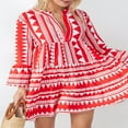 thumbnail image 3 of Femmes Été Floral Mini Robe Boho Flowy Robes Courtes Robe de Cocktail à Manches Longues, 3 of 7