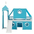 thumbnail image 5 of Harper & Bright Designs Low Loft Bed Twin Size with Slide and Storage Stairs, Wood Loft Bed with Tent & Tower for Boys & Girls, Blue, 5 of 17
