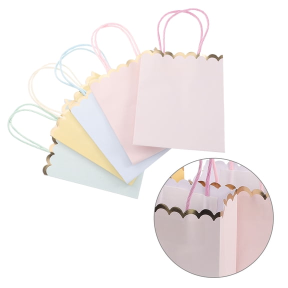 WEUVEB 10Pcs Assorted Color Macaron Paper Bags with Handles for Birthday Party Favors